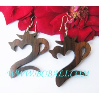 Woods Earring Carved Hand Work